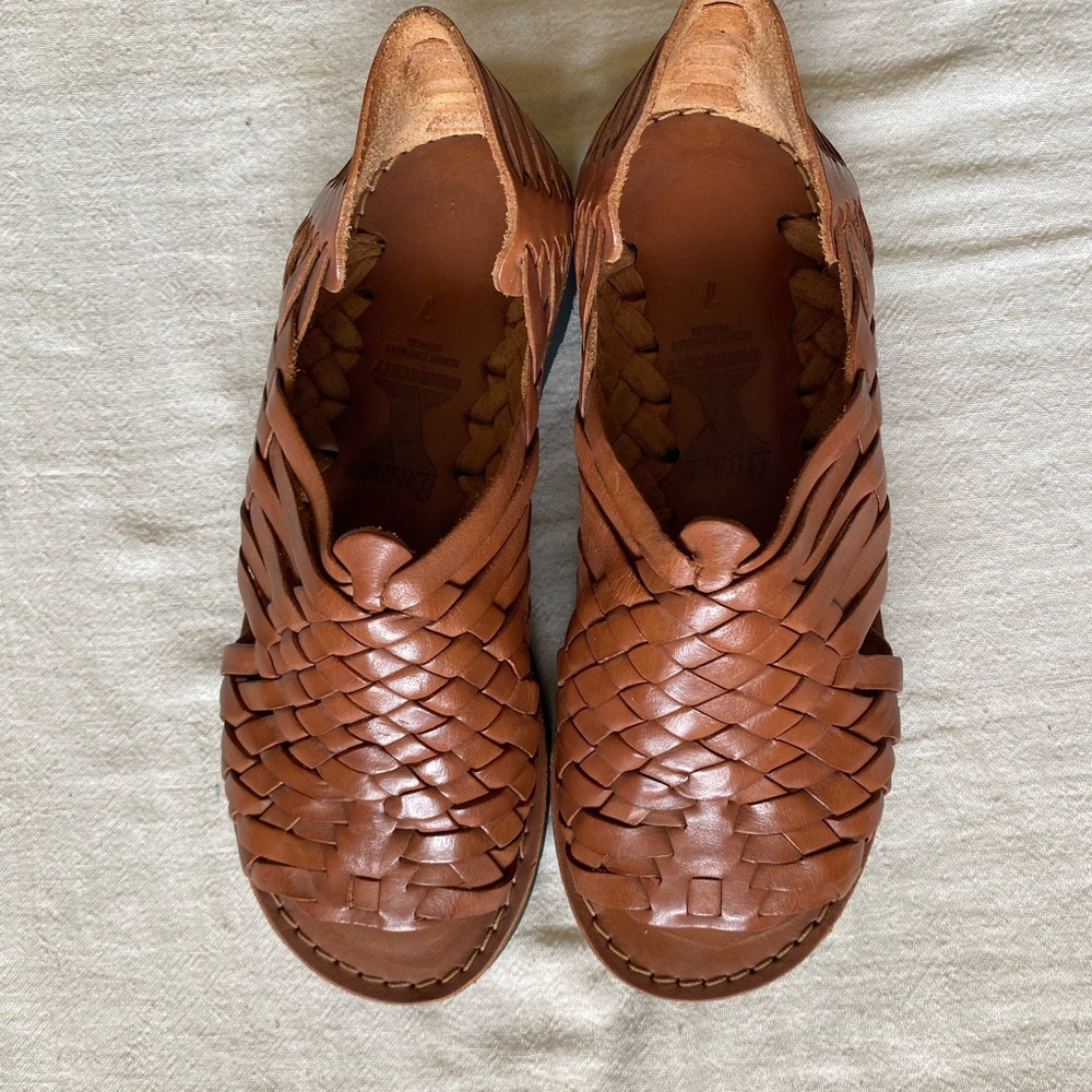 Brand X Cognac Huarache Woven Leather Slip-On Shoes